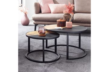 Satsbord Wohnling Set med 2 i massivt trä stenoptik metallben industriell - Möbler - Bord & matgrupp - Soffbord