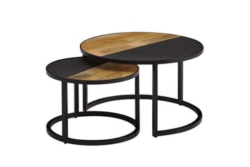 Satsbord Wohnling Set med 2 i massivt trä stenoptik metallben industriell - Möbler - Bord & matgrupp - Soffbord