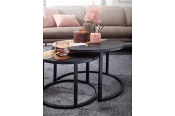 Satsbord Wohnling Set med 2 i massivt trä stenoptik metallben industriell - Möbler - Bord & matgrupp - Soffbord