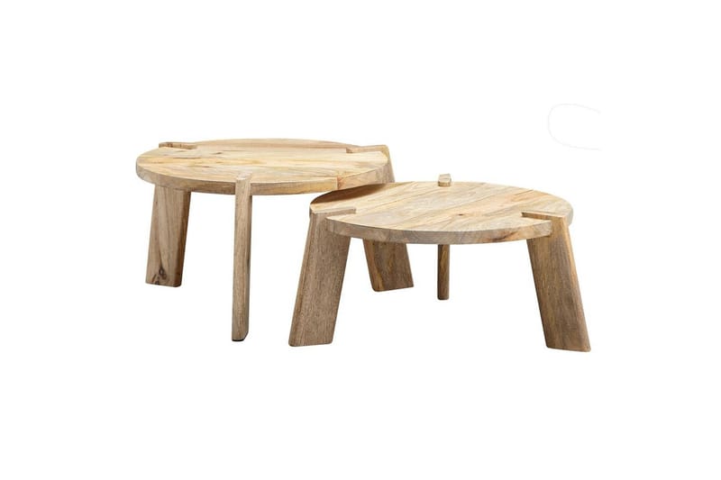 Satsbord Wohnling Set med 2 runda i massivt trä med massiva ben lantstil