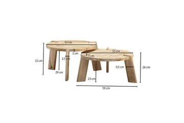 Satsbord Wohnling Set med 2 runda i massivt trä med massiva ben lantstil - Möbler - Bord & matgrupp - Soffbord