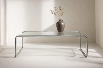 Saturnus Rektangulärt Soffbord 120 cm i Glas och Metall - Klar - Möbler - Bord & matgrupp - Soffbord