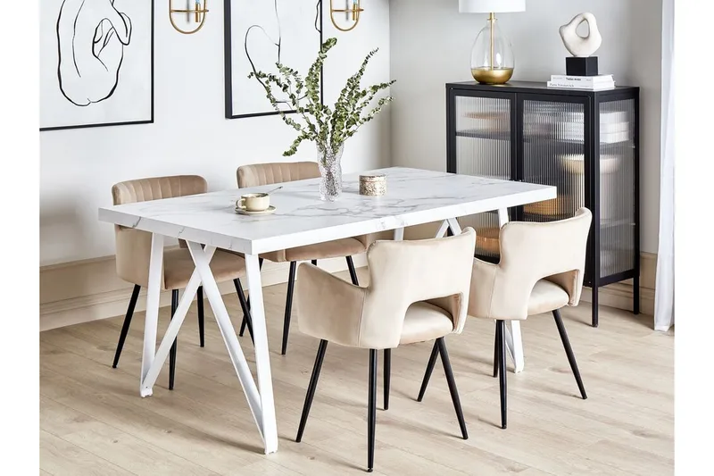 Senneterre Matbord 90x160 cm - Vit/Grå - Möbler - Bord & matgrupp - Matbord & köksbord
