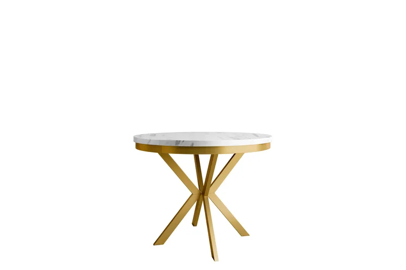 Sereth Matbord 100 cm Rund, Vit/Guld
