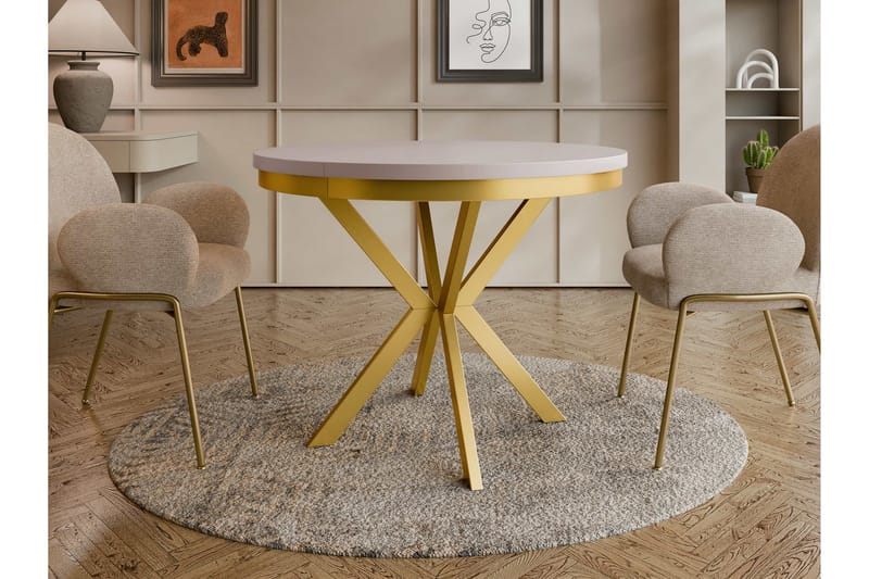 Sereth Matbord 120 cm Rund - Beige/Guld - Möbler - Bord & matgrupp - Matbord & köksbord