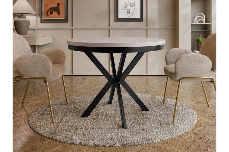 Sereth Matbord 120 cm Rund - Beige/Svart - Möbler - Bord & matgrupp - Matbord & köksbord