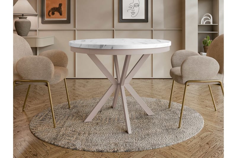 Sereth Matbord 120 cm Rund - Vit/Beige - Möbler - Bord & matgrupp - Matbord & köksbord