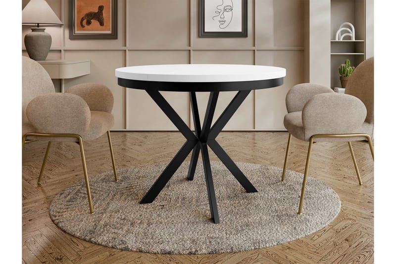 Sereth Matbord 120 cm Rund - Vit/Svart - Möbler - Bord & matgrupp - Matbord & köksbord