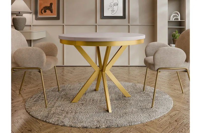 Sereth Matbord 90 cm Rund - Beige/Guld - Möbler - Bord & matgrupp - Matbord & köksbord