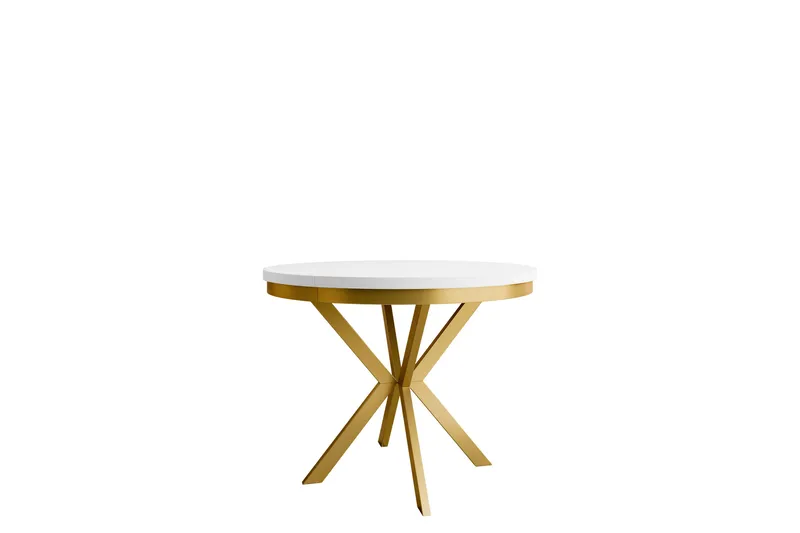Sereth Matbord 90 cm Rund, Vit/Guld