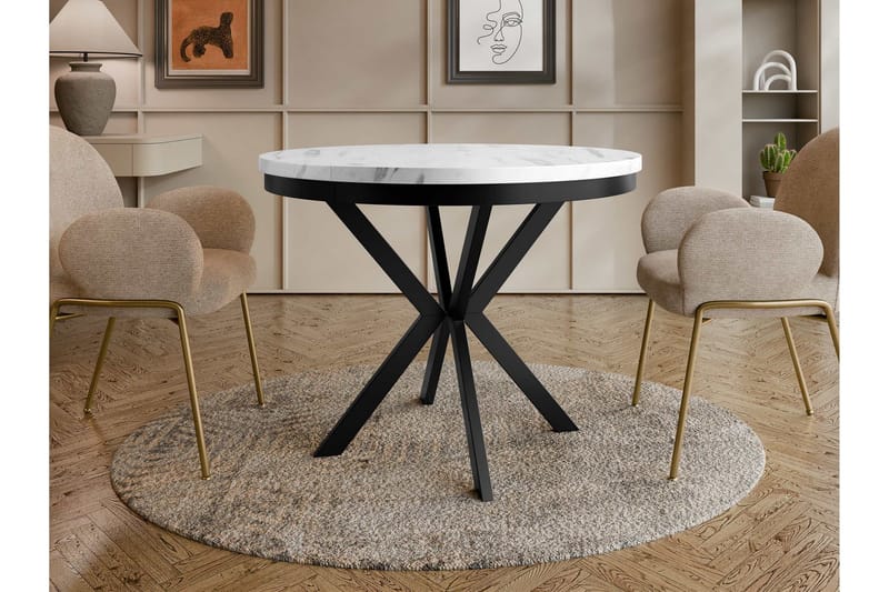 Sereth Matbord 90 cm Rund - Vit/Svart - Möbler - Bord & matgrupp - Matbord & köksbord