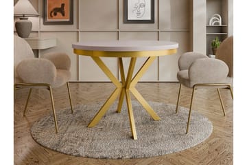 Sereth Runt Matbord 120 cm med Träutseende - Beige / Guld - Möbler - Bord & matgrupp - Matbord & köksbord