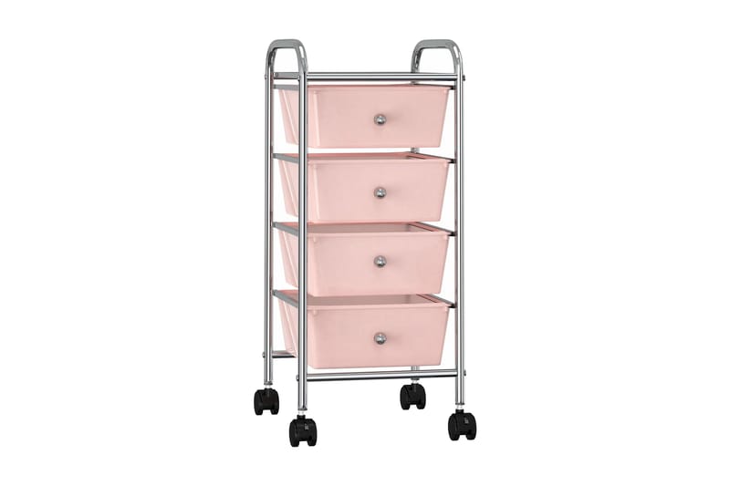 Förvaringsvagn 4 lådor rosa plast - Rosa - Rullvagn, rullbord & serveringsbord - Drinkvagn & barvagn