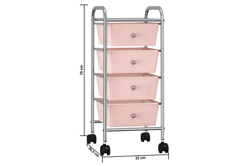 Förvaringsvagn 4 lådor rosa plast - Rosa - Drinkvagn & barvagn - Rullvagn, rullbord & serveringsbord
