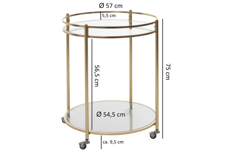 Hallbank Drinkvagn 57x57 cm - Guld - Möbler - Bord & matgrupp - Serveringsvagn & serveringsbord - Drinkvagn & barvagn