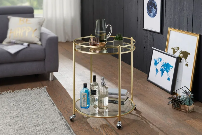 Hallbank Drinkvagn 57x57 cm - Guld - Möbler - Bord & matgrupp - Serveringsvagn & serveringsbord - Drinkvagn & barvagn