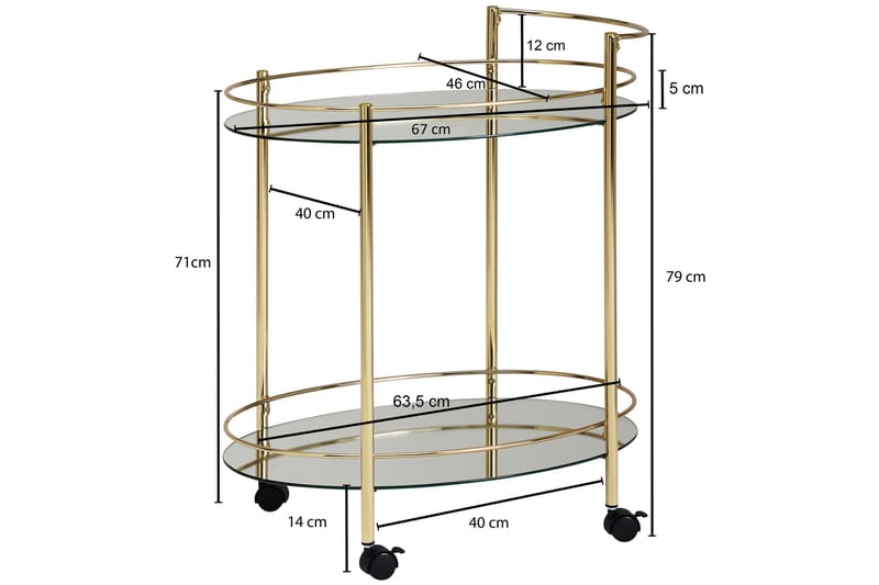 Kenebrew Drinkvagn 67x46 cm - Guld - Möbler - Bord & matgrupp - Serveringsvagn & serveringsbord - Drinkvagn & barvagn