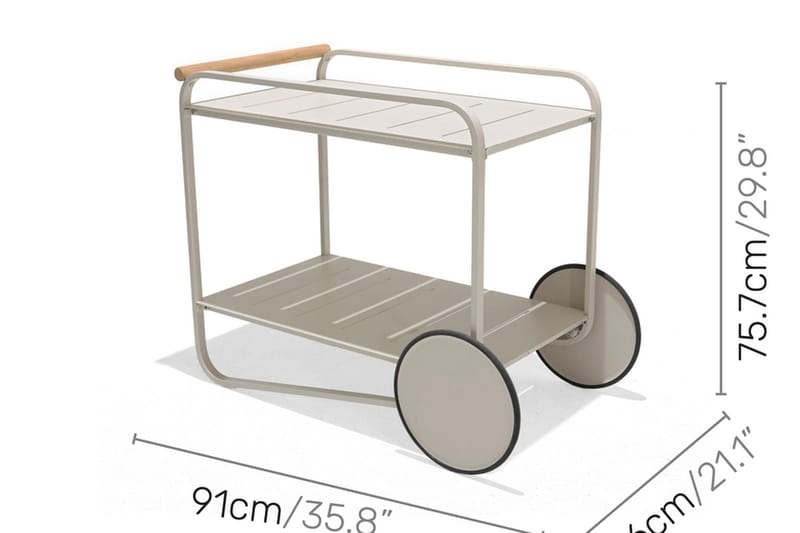Rullbord Portals 92 cm - Vit/trä - Rullvagn, rullbord & serveringsbord - Drinkvagn & barvagn