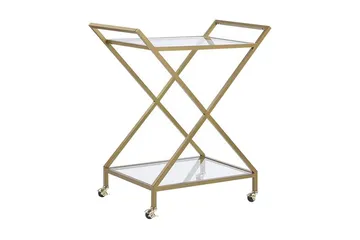 Serveringsvagn glas/guld IVERA - Guld - Möbler - Bord & matgrupp - Serveringsvagn & serveringsbord - Drinkvagn & barvagn