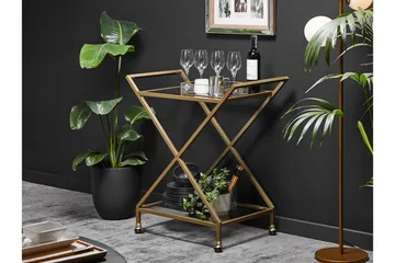 Serveringsvagn glas/guld IVERA - Guld - Möbler - Bord & matgrupp - Serveringsvagn & serveringsbord - Drinkvagn & barvagn