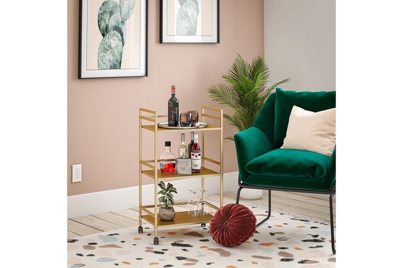 Drinkvagn Helix 43x29 cm Guld - Novogratz - Rullvagn, rullbord & serveringsbord - Drinkvagn & barvagn