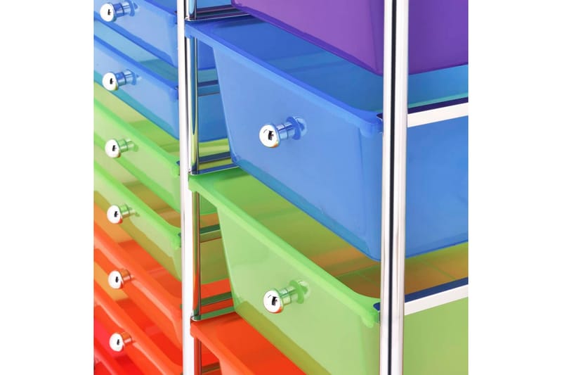 Förvaringsvagn XXL 15 lådor flerfärgad plast - Flerfärgad - Drinkvagn & barvagn - Rullvagn, rullbord & serveringsbord