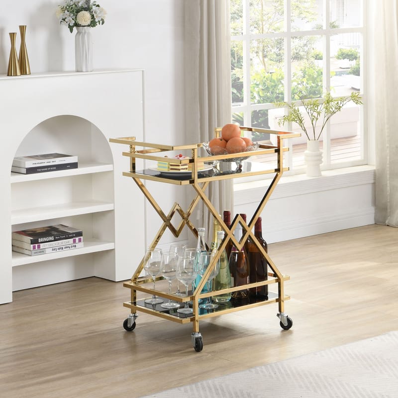Galeri Serveringsvagn 65 cm - Blankt guld och svart - Möbler - Bord & matgrupp - Serveringsvagn & serveringsbord - Drinkvagn & barvagn
