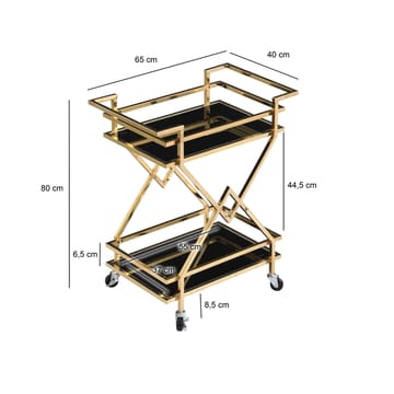 Galeri Serveringsvagn 65 cm - Blankt guld och svart - Möbler - Bord & matgrupp - Serveringsvagn & serveringsbord - Drinkvagn & barvagn