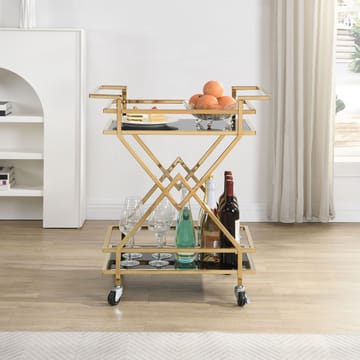 Galeri Serveringsvagn 65 cm - Blankt guld och svart - Möbler - Bord & matgrupp - Serveringsvagn & serveringsbord - Drinkvagn & barvagn