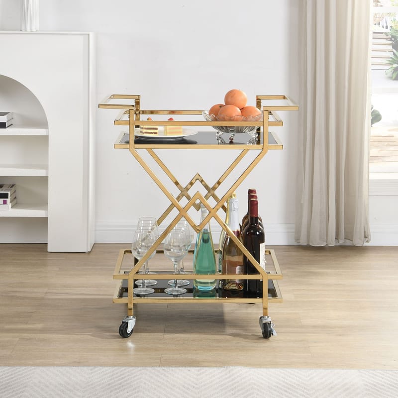 Galeri Serveringsvagn 65 cm - Blankt guld och svart - Möbler - Bord & matgrupp - Serveringsvagn & serveringsbord - Drinkvagn & barvagn