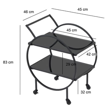 Galira Serveringsvagn 46 cm - Mattsvart med svart spegelglas - Möbler - Bord & matgrupp - Serveringsvagn & serveringsbord - Drinkvagn & barvagn