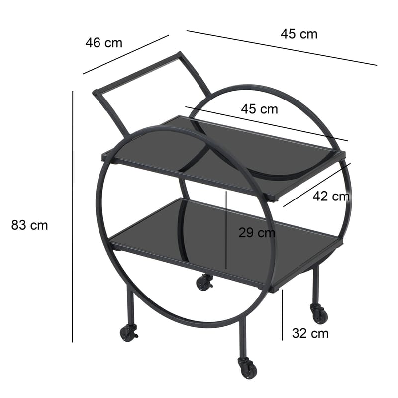Galira Serveringsvagn 46 cm - Mattsvart med svart spegelglas - Möbler - Bord & matgrupp - Serveringsvagn & serveringsbord - Drinkvagn & barvagn