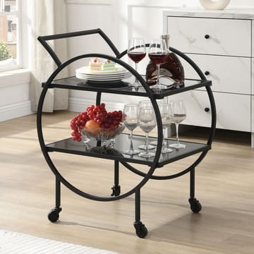 Galira Serveringsvagn 46 cm - Mattsvart med svart spegelglas - Möbler - Bord & matgrupp - Serveringsvagn & serveringsbord - Drinkvagn & barvagn