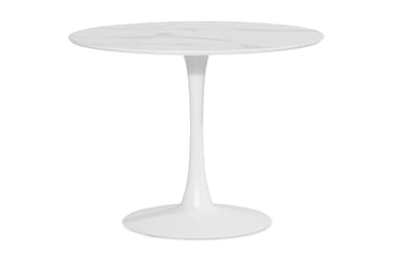 Severo Matbord 100 cm Runt vit bas +  4 st Naira stol svart med svarta ben - Vit/Svart - Möbler - Bord & matgrupp - Matgrupp