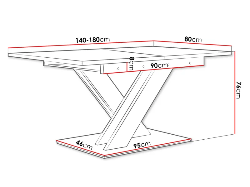 Shea Förlängningsbart Matbord 140-180 cm Rektangulär - Svart - Möbler - Bord & matgrupp - Matbord & köksbord