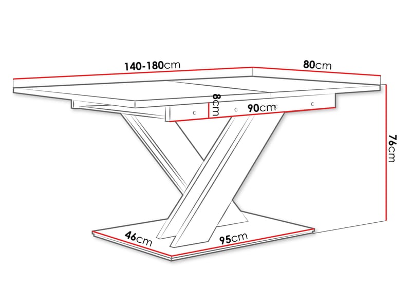 Shea Förlängningsbart Matbord 140-180 cm Rektangulär - Svart - Möbler - Bord & matgrupp - Matbord & köksbord