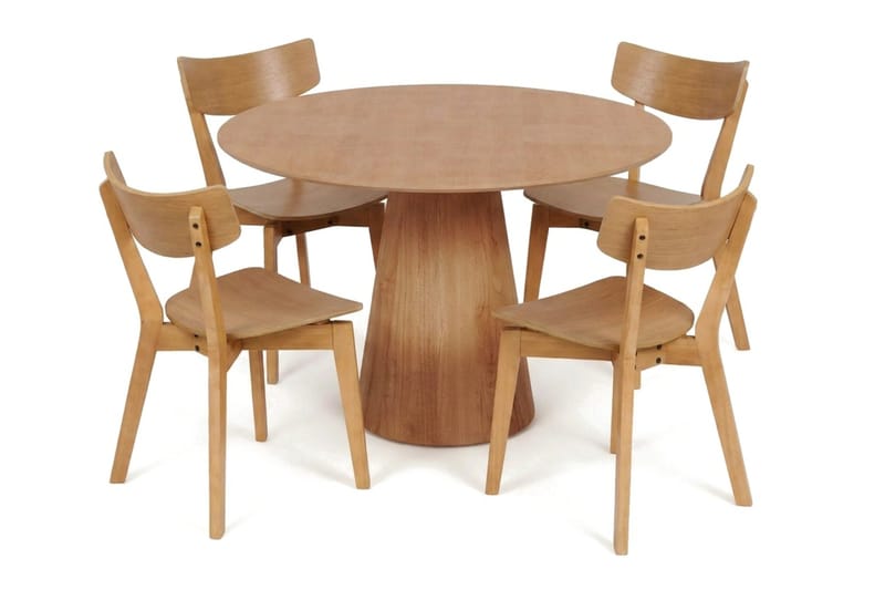 Siena Matgrupp 110 cm runt i Ek med 4 Amelia Matstolar - Ek - Möbler - Bord & matgrupp - Matgrupp
