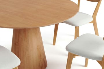 Siena Matgrupp 110 cm runt i Ek med 4 Amelia Matstolar med Dyna - Ek/Beige - Möbler - Bord & matgrupp - Matgrupp