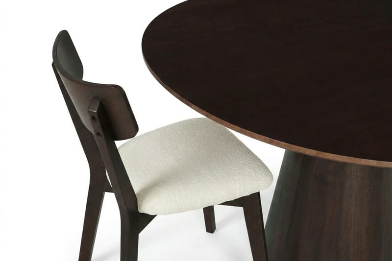 Siena Matgrupp 110 cm runt i Rökt Ek med 4 Amelia Matstolar med Dyna - Rökt Ek/Beige - Möbler - Bord & matgrupp - Matgrupp