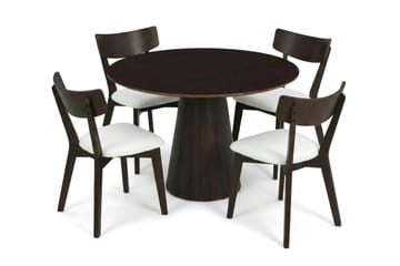 Siena Matgrupp 110 cm runt i Rökt Ek med 4 Amelia Matstolar med Dyna - Rökt Ek/Beige - Möbler - Bord & matgrupp - Matgrupp