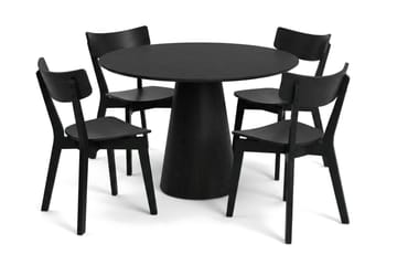 Siena Matgrupp 110 cm runt i Svart med 4 Amelia Matstolar - Svart - Möbler - Bord & matgrupp - Matgrupp