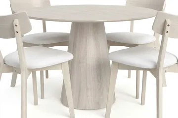 Siena Matgrupp 110 cm runt Vitlaserad med 4 Amelia Matstolar med Dyna - Vitlaserad/Beige - Möbler - Bord & matgrupp - Matgrupp