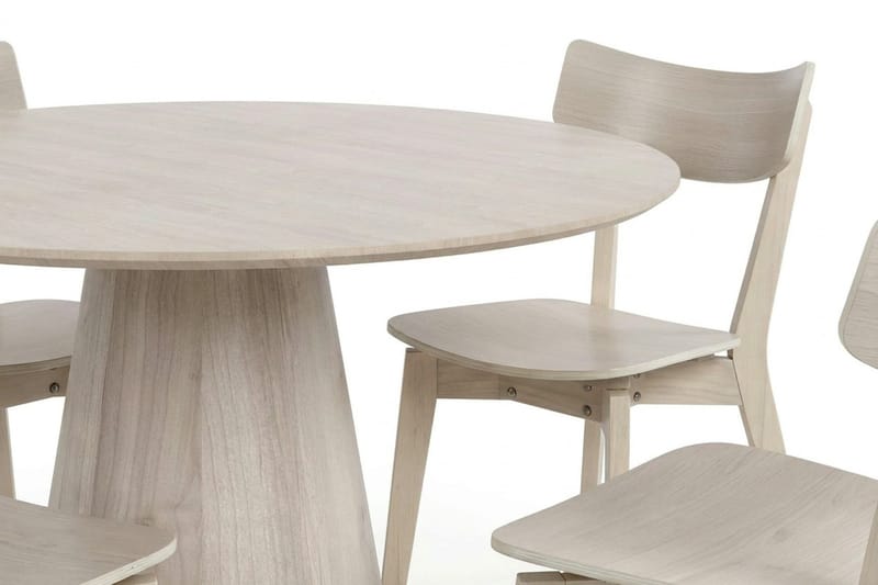 Siena Matgrupp 110 cm runt Vitlaserad med 4 Amelia Matstolar - Vitlaserad - Möbler - Bord & matgrupp - Matgrupp