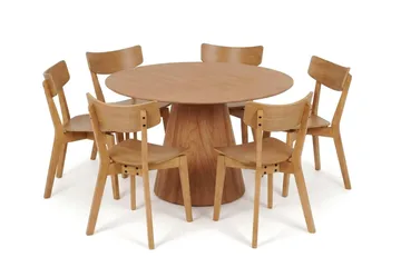 Siena Matgrupp 130 cm runt i Ek med 6 Amelia Matstolar - Ek - Möbler - Bord & matgrupp - Matgrupp
