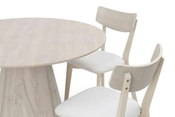 Siena Matgrupp 130 cm runt Vitlaserad med 6 Amelia Matstolar med Dyna - Vitlaserad/Beige - Möbler - Bord & matgrupp - Matgrupp