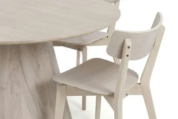 Siena Matgrupp 130 cm runt Vitlaserad med 6 Amelia Matstolar - Vitlaserad - Möbler - Bord & matgrupp - Matgrupp