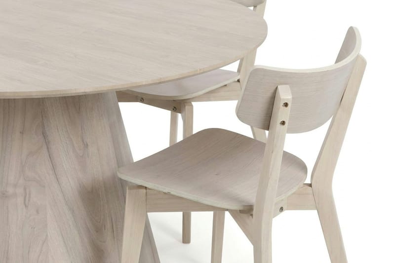 Siena Matgrupp 130 cm runt Vitlaserad med 6 Amelia Matstolar - Vitlaserad - Möbler - Bord & matgrupp - Matgrupp