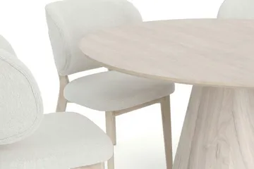 Siena Matgrupp 130 cm runt Vitlaserad med 6 Eira Matstolar - Vitlaserad - Möbler - Bord & matgrupp - Matgrupp