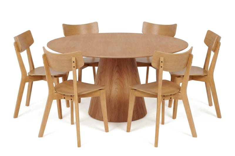 Siena Matgrupp 150 cm runt i Ek med 6 Amelia Matstolar - Ek - Möbler - Bord & matgrupp - Matgrupp