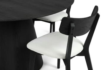 Siena Matgrupp 150 cm runt i Svart med 6 Amelia Matstolar med Dyna - Svart/Beige - Möbler - Bord & matgrupp - Matgrupp